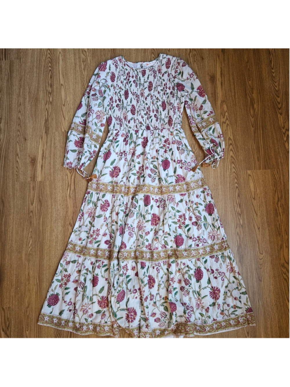 Jude Connally Stormi Midi Dress Wildflower Cottagecore Boho Smocked Medium